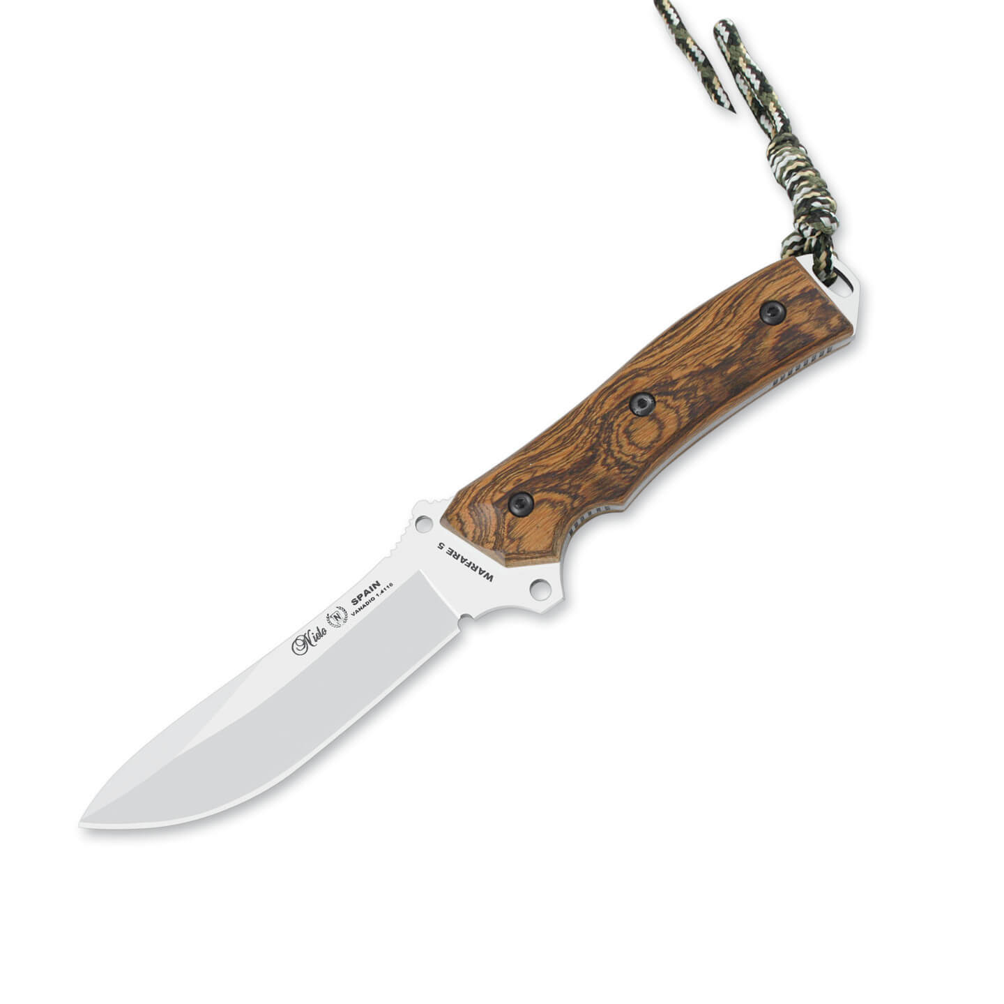 Cuchillo táctico Nieto Warfare con mango de madera de bocote y h...