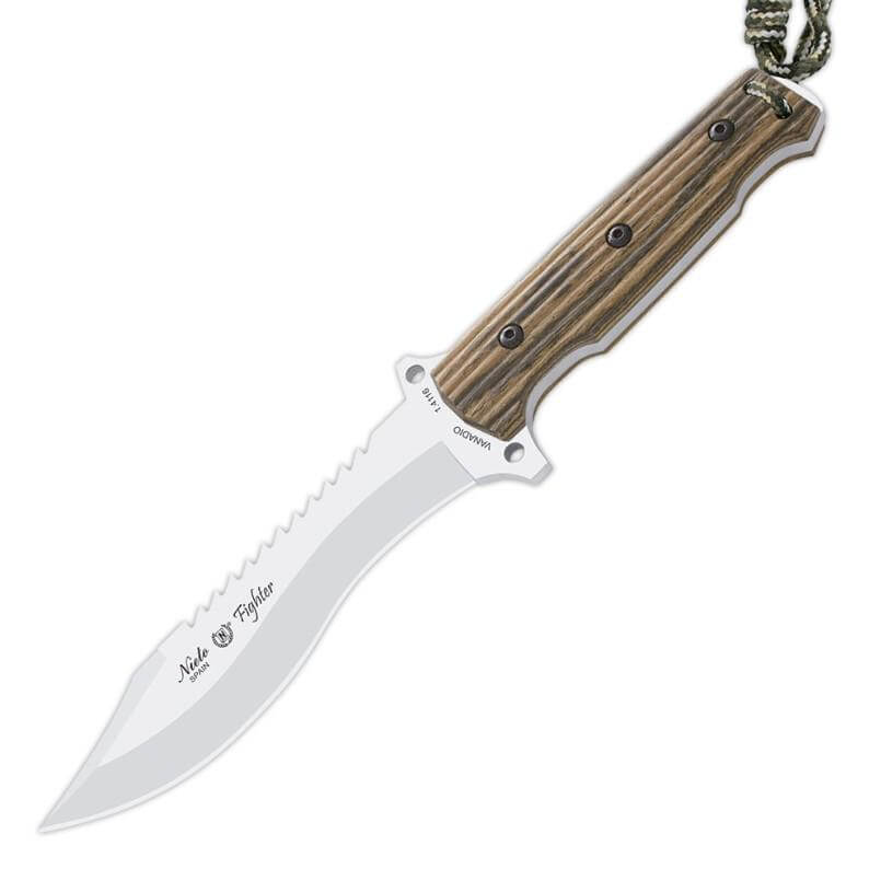 Cuchillo táctico Nieto Fighter Bowie con mango de madera de boko...