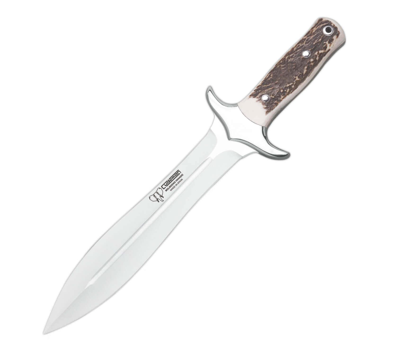 Cuchillo montería Cudeman. Mango ciervo pulido. 24 cm de hoja