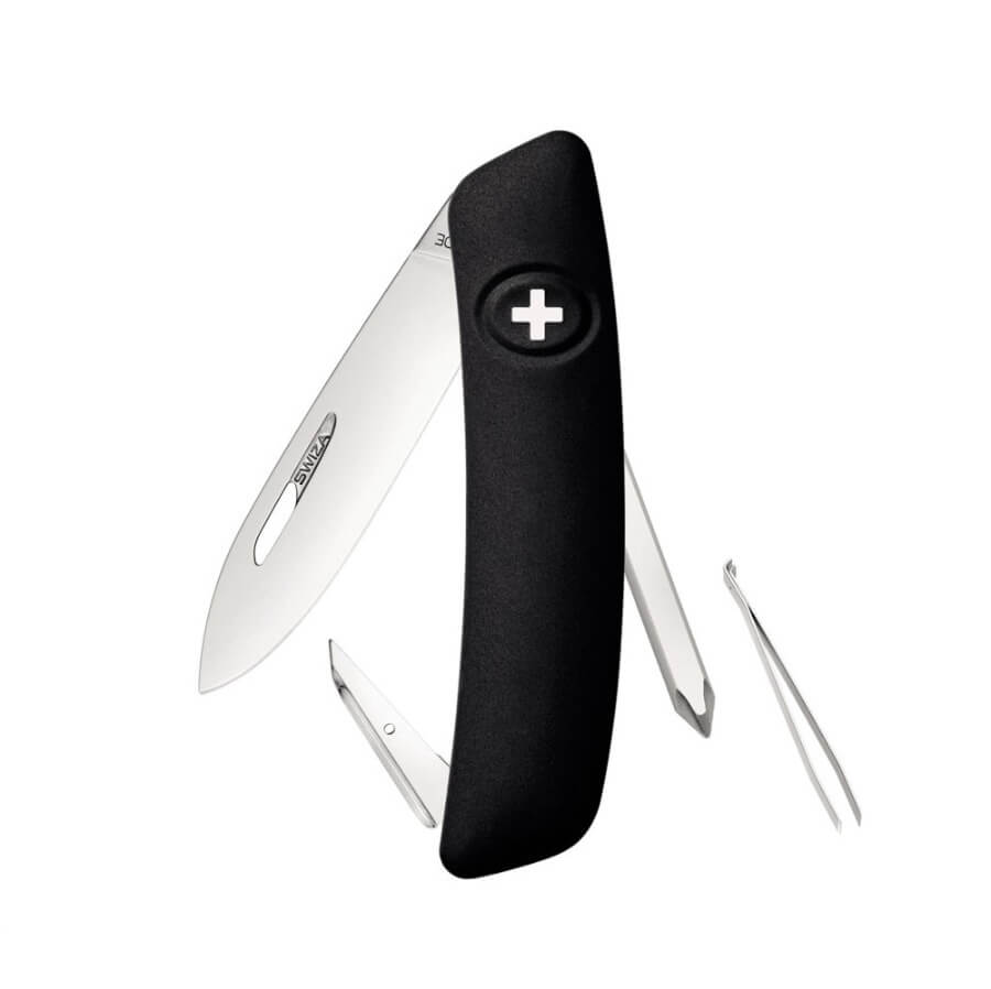 Navaja multiusos Swiza D02 negra con 6 funciones KNI.0020.1010