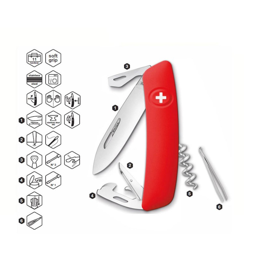 Navaja multiusos Swiza D03 roja con 11 funciones