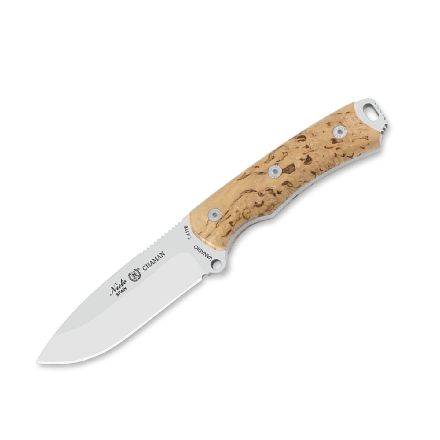 Cuchillo Nieto Chamán con mango de madera de abedul y hoja de ac...