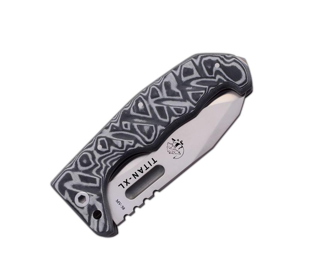 JV Titan XL navaja táctica con mango de micarta gris