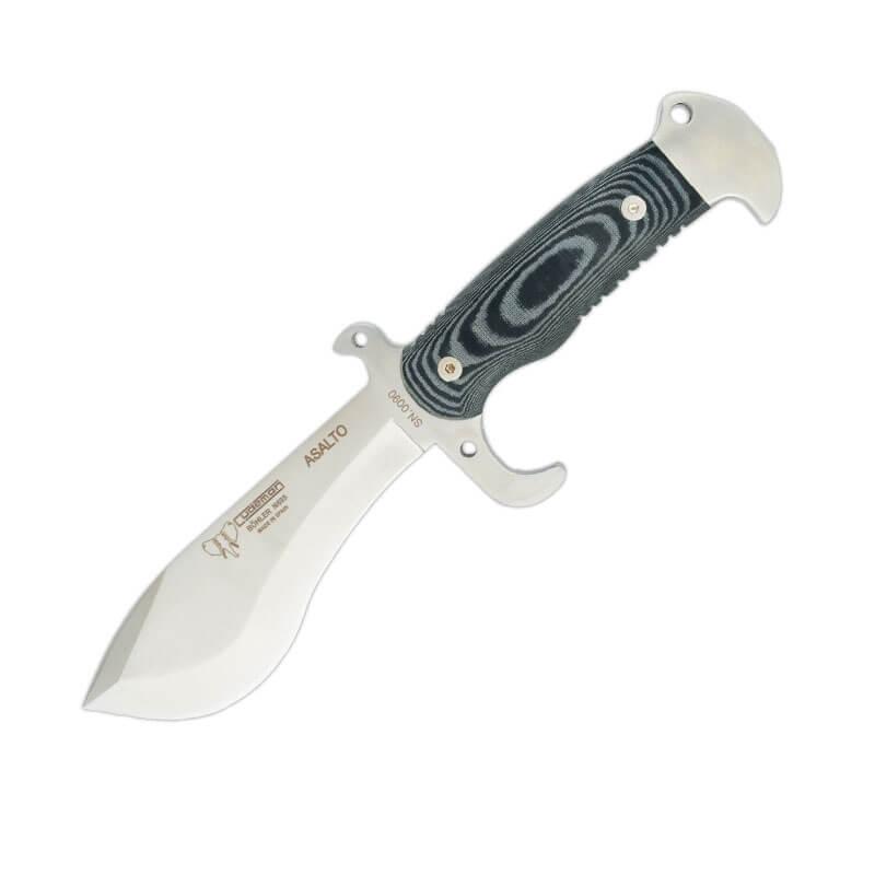 Cuchillo táctico Cudeman modelo ASALTO. Mango micarta negra. Funda Kydex 