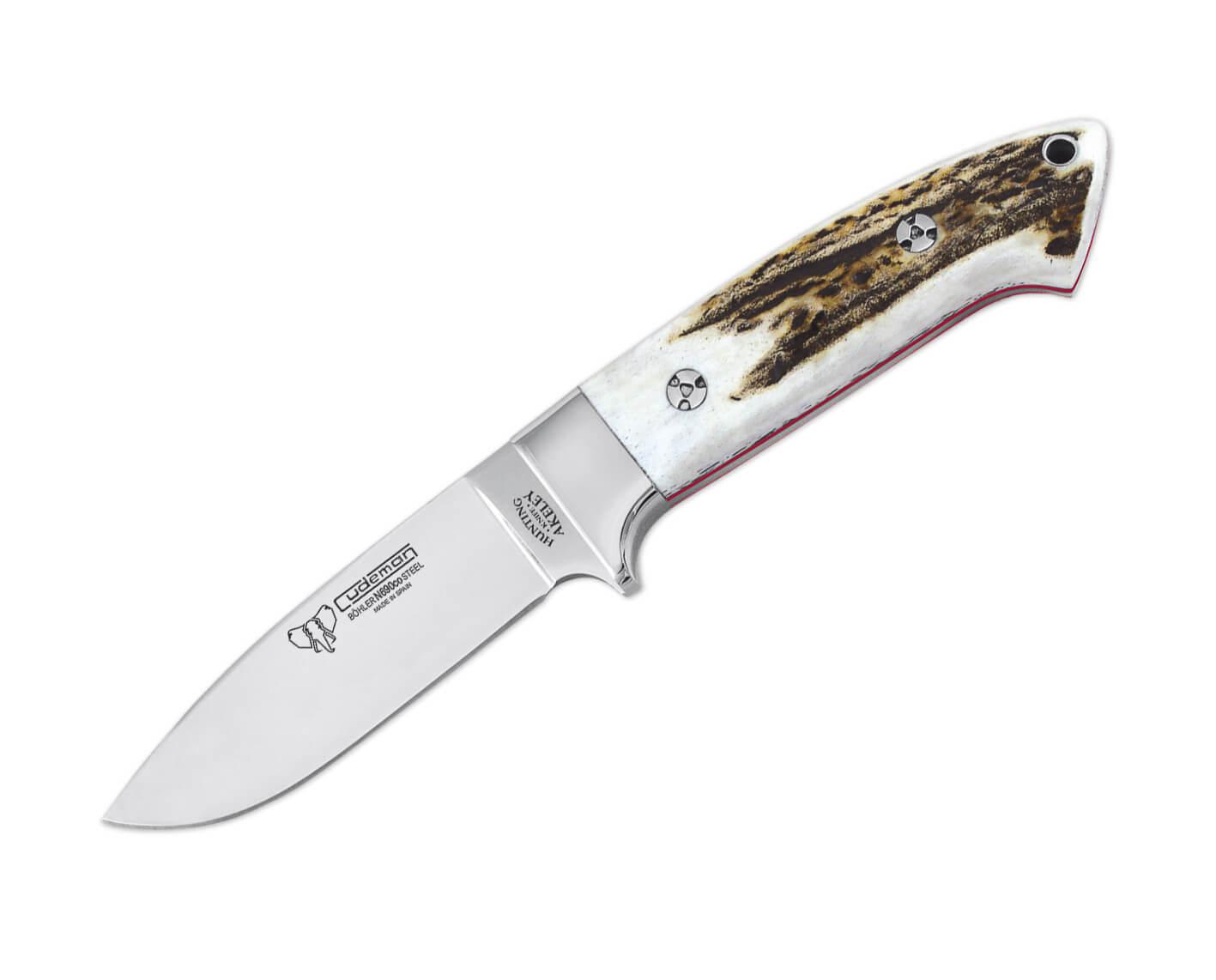 Cuchillo de caza Cudeman Akeley con mango de asta de ciervo