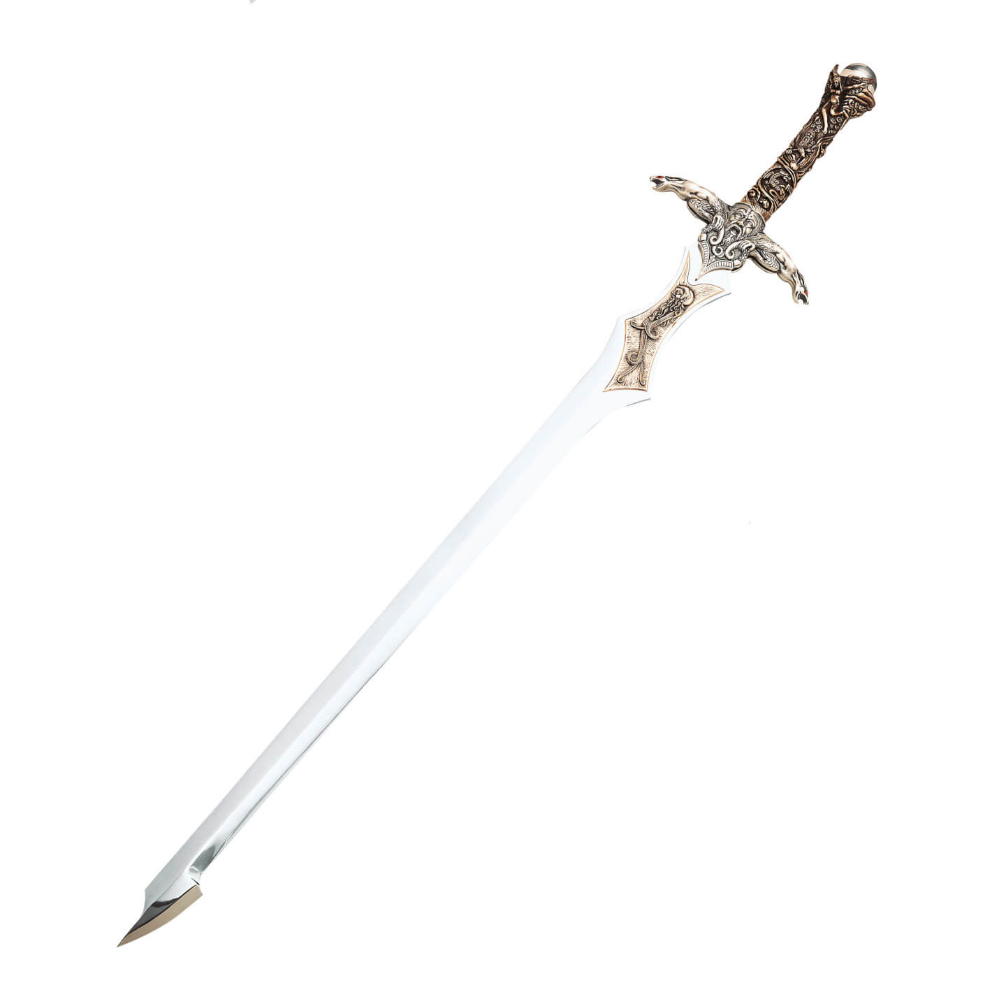 Espada de Merlín con acabado plateado y decoraciones en empuñad...