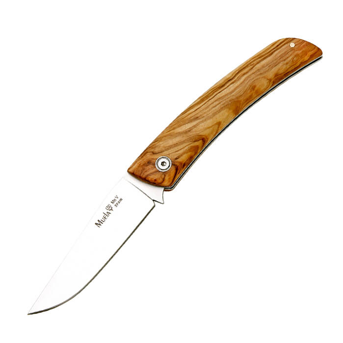 Navaja con cachas de madera de olivo con hoja de 8,5 cm.