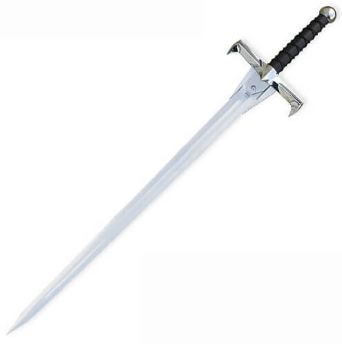 Espada Kurgan con empuñadura de metal pulido forrado de cuero Ma...