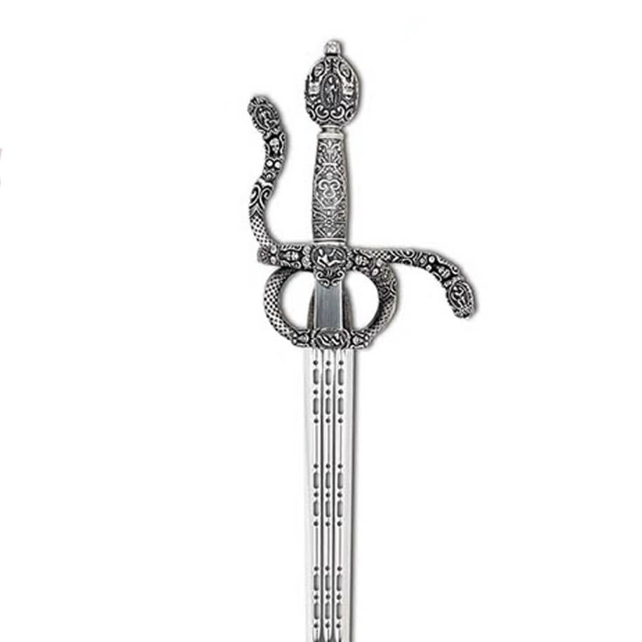 Espada de Felipe II con acabado en plata y lazo cincelado Marto 598