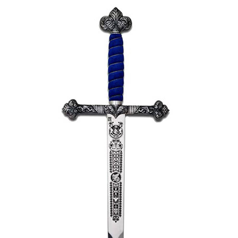 Espada de San Jorge con acabado en plata y empuñadura azul Marto 594