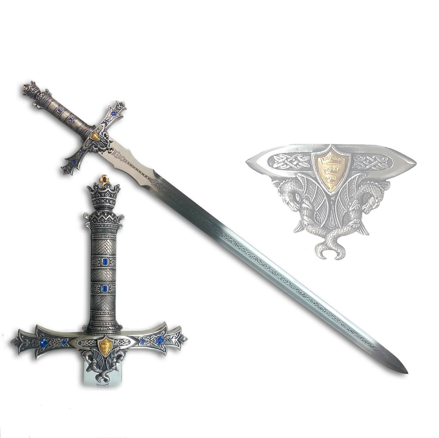 Espada del Rey Arturo con empuñadura bañada en plata y decorada Marto 35001