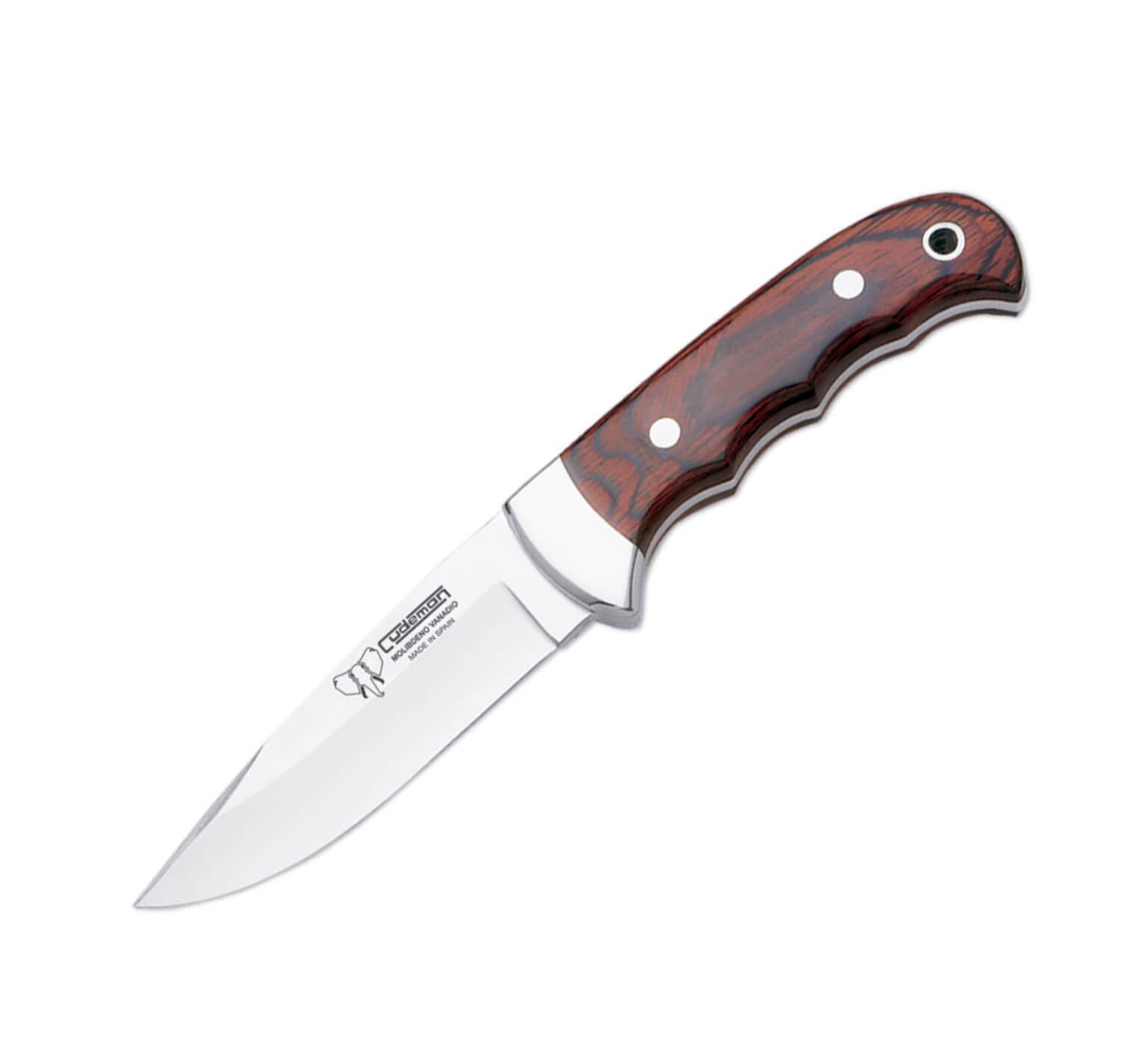 Cuchillo de caza Cudeman con mango de estamina roja y virola de a...