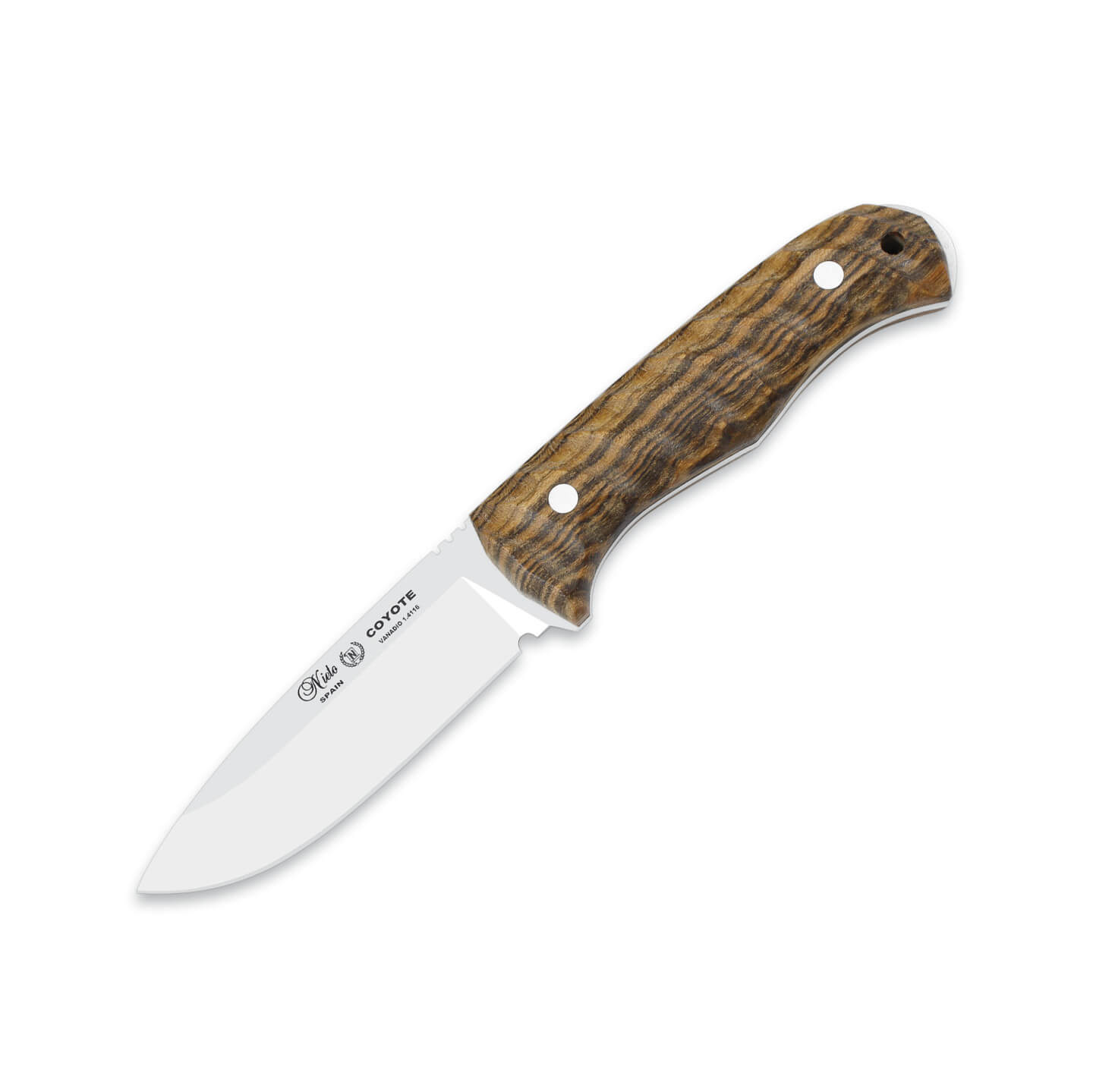 Cuchillo bushcraft Nieto Coyote con mango de madera de bokote con...