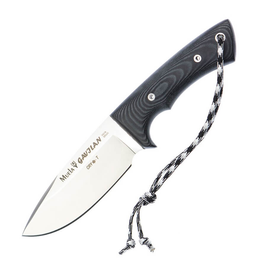 Cuchillo táctico Muela Gavilan M con mango de micarta negra y ho...