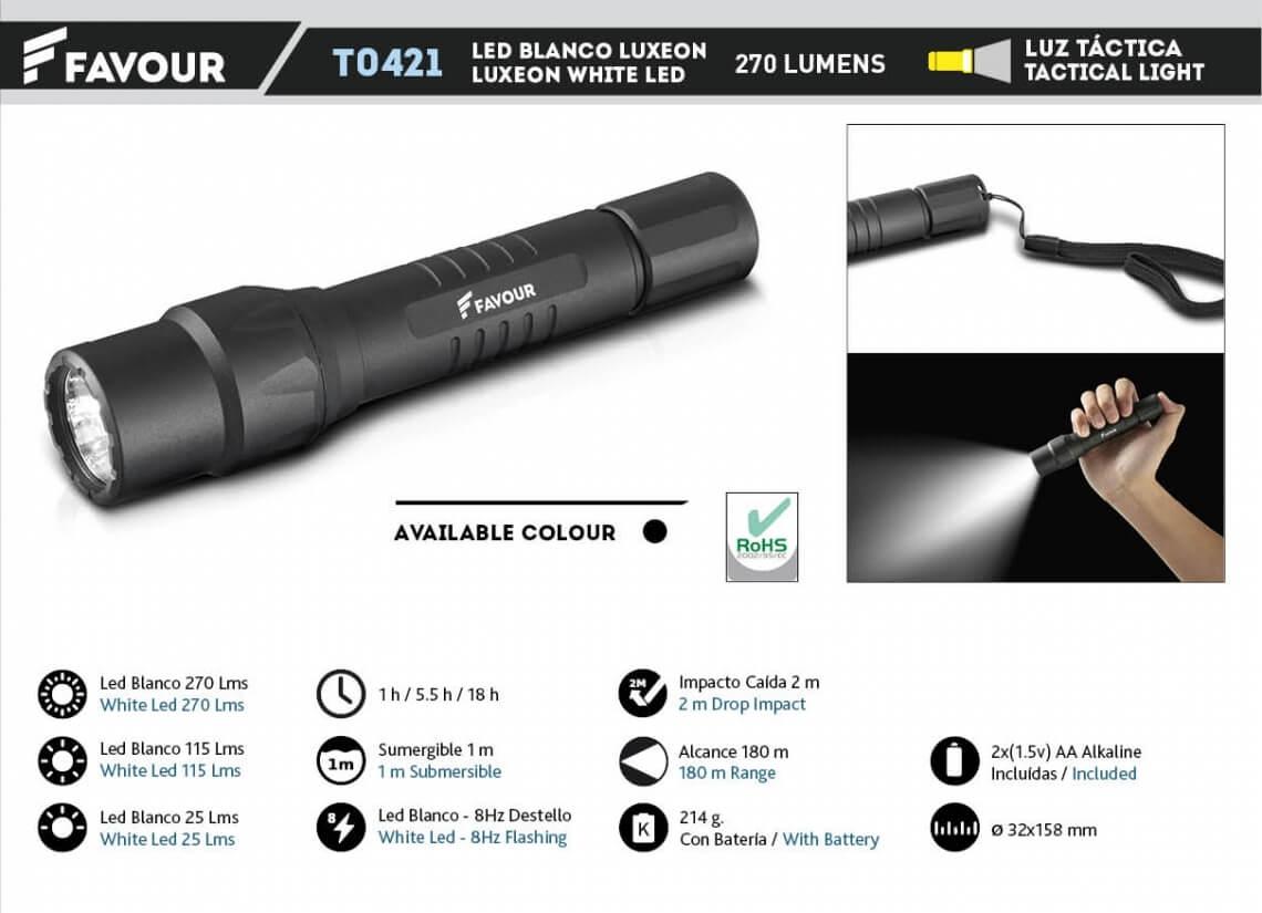 Linterna táctica con led blanco de 270 lumens con dos pilas AA i...