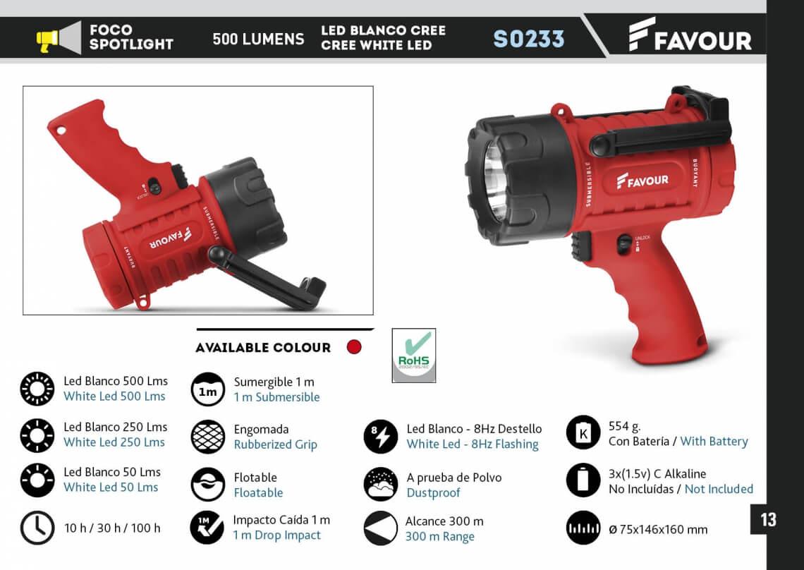 Foco de led blanco cree de 500 lumens con batería de hasta 100 h...