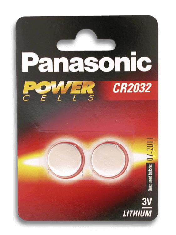 Pila de botón de tipo CR2032 de Panasonic en blíster de dos uni...