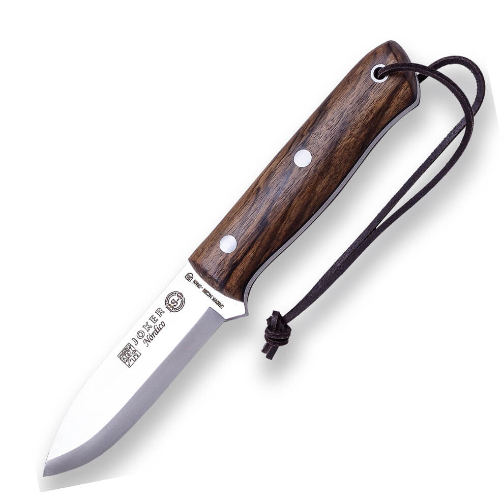 Cuchillo bushcraft BS9 Nórdico Joker con mango de madera de noga...