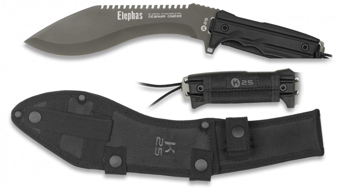 Machete K25 ELEPHAS de color negro con hoja de 5,4 mm de grosor y...