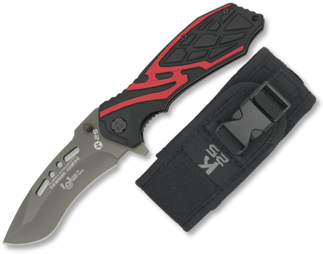 Navaja táctica K25 con mango de aluminio, sistema FOS y hoja de 9,1 cm