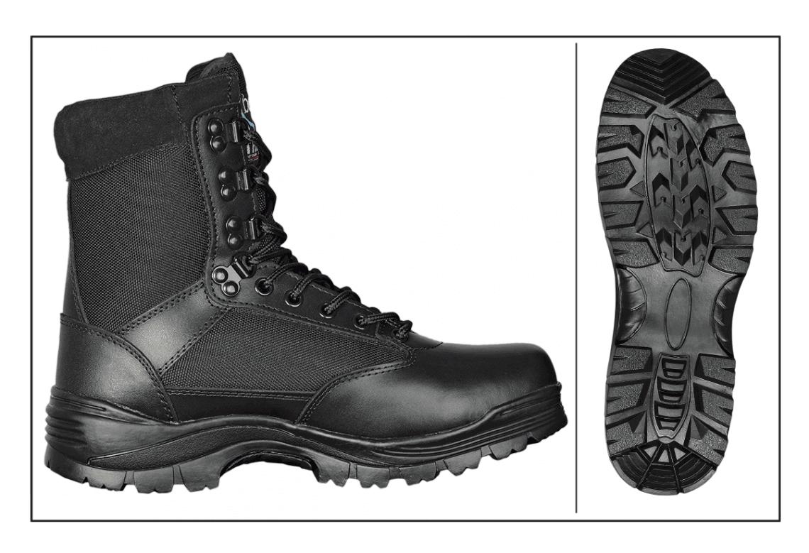 Botas tácticas BARBARIC de cuero y nylon de color negro 34771