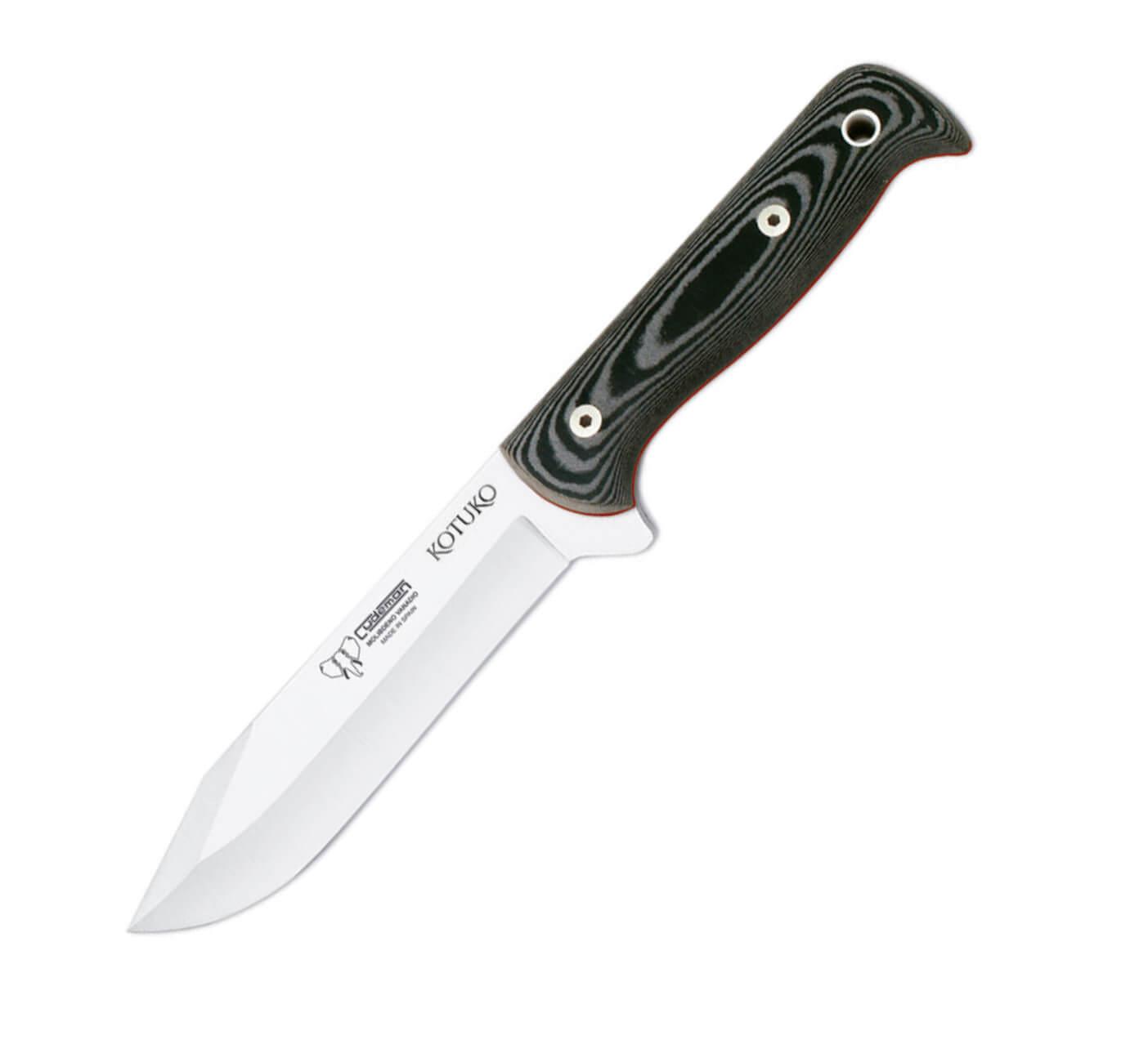 Cuchillo de caza KOTUKO con mango de micarta negra con separadore...