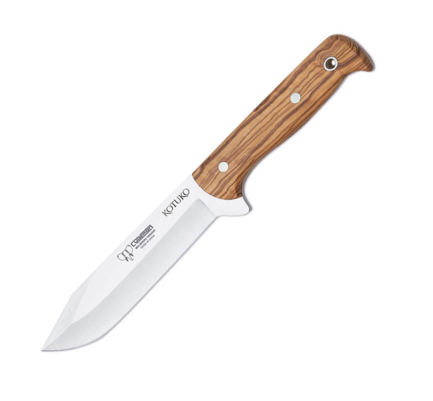 Cuchillo de caza KOTUKO con mango de madera de olivo y hoja de ac...
