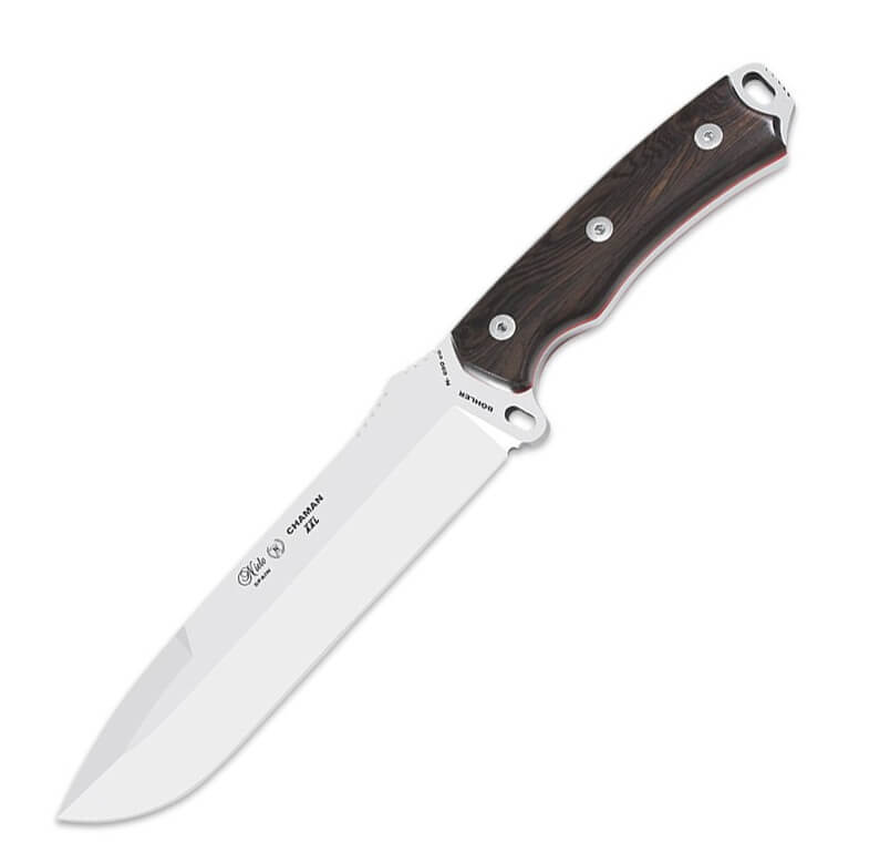 Cuchillo bushcraft Nieto Chamán XXL con mango de madera de grana...