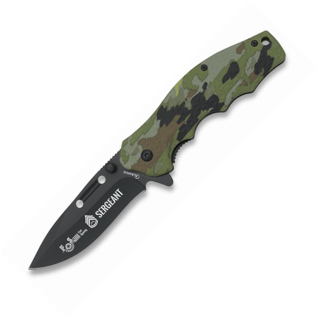 Navaja asistida de camuflaje de Albainox con clip, mango ABS y hoja de 8,5 cm