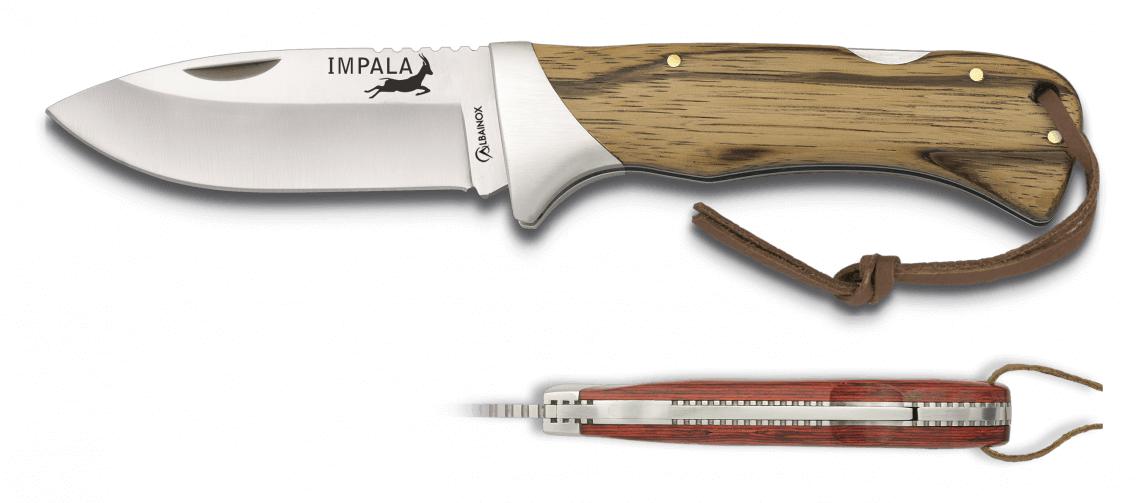 Navaja Albainox IMPALA con mango de madera zebra, virola de acero...