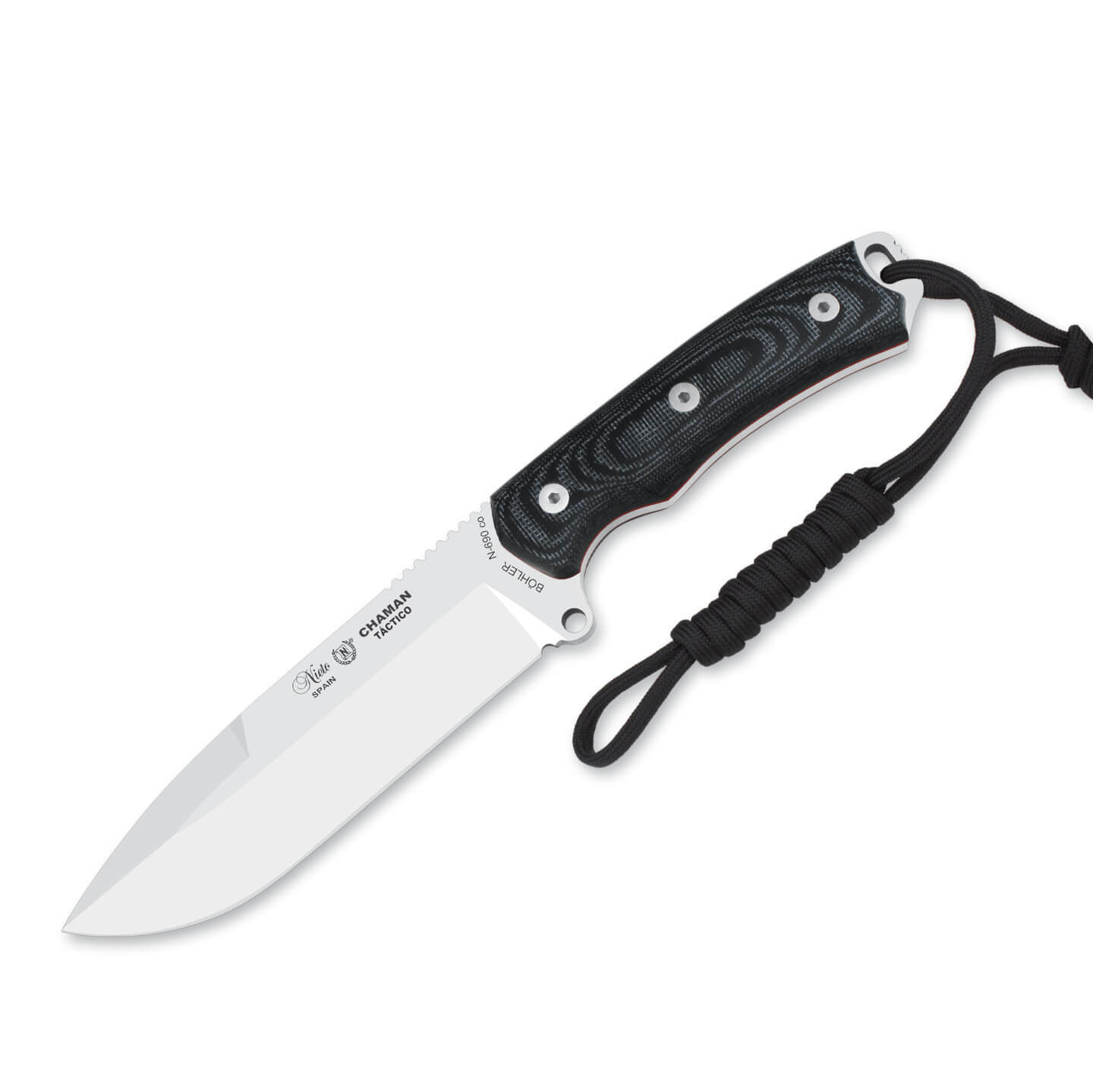 Cuchillo Nieto Chamán Táctico básico con mango de micarta negr...