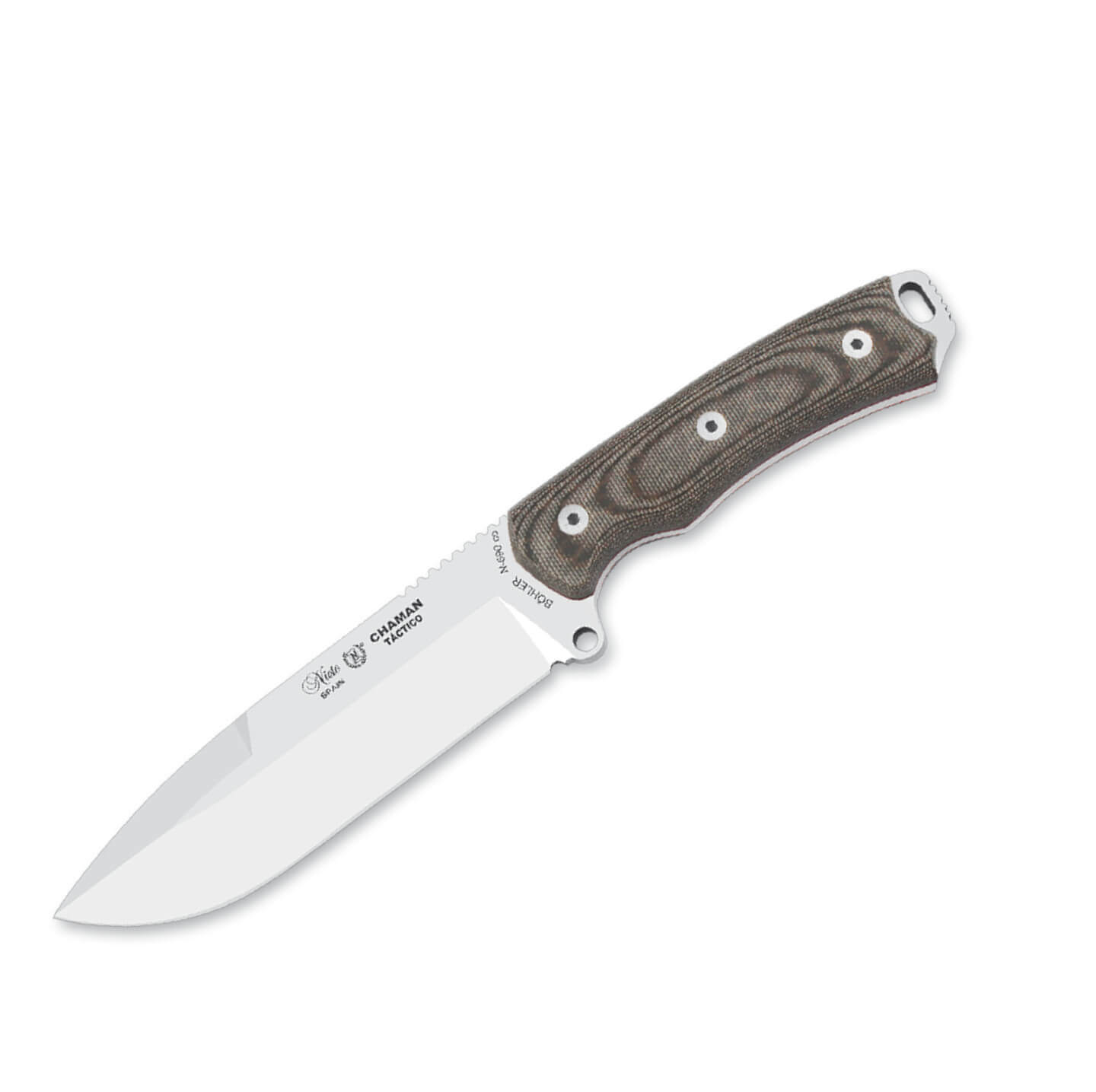 Cuchillo Nieto Chamán Táctico básico con mango de katex marró...