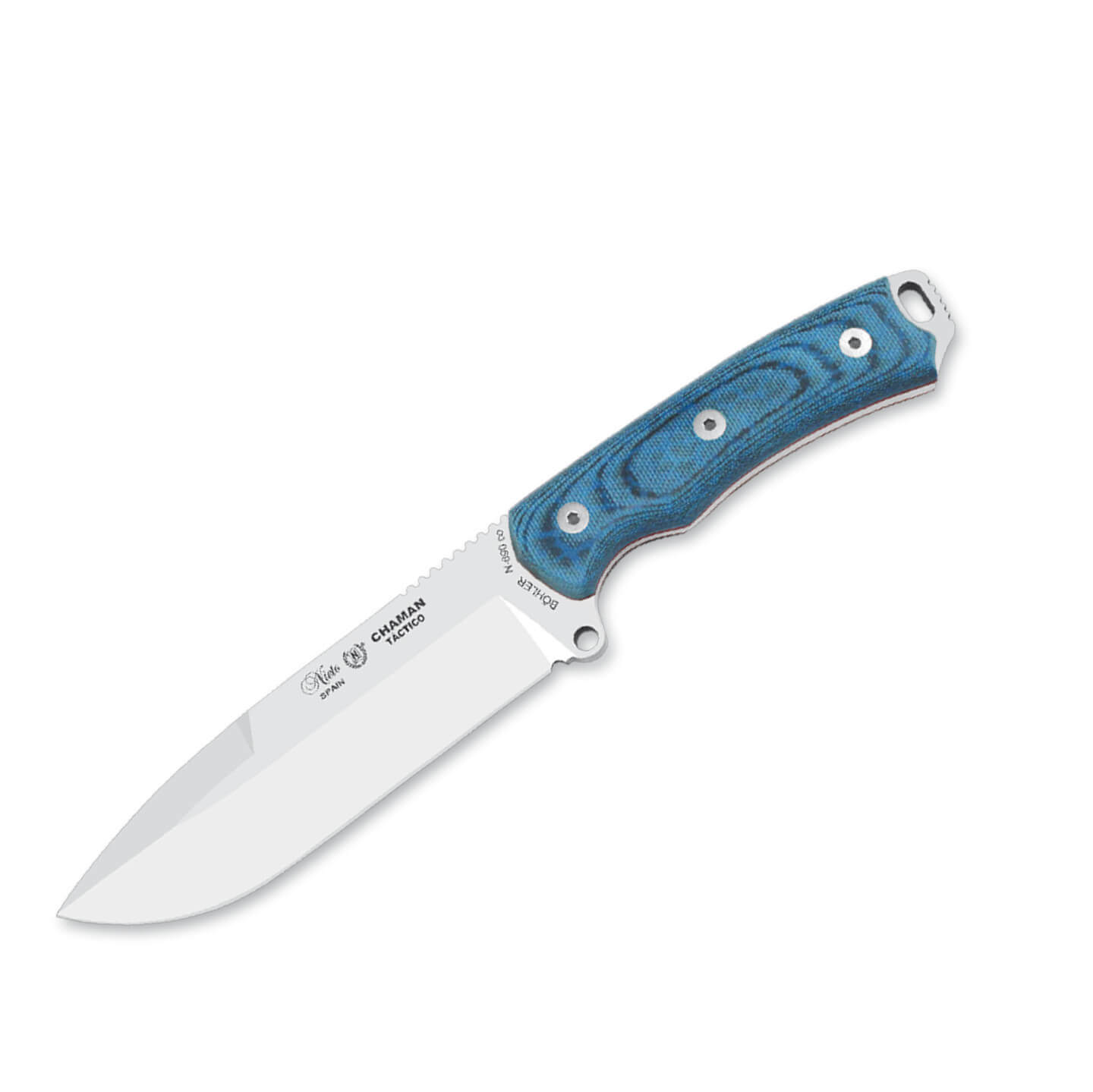 Cuchillo Nieto Chamán Táctico básico con mango de Katex azul y...