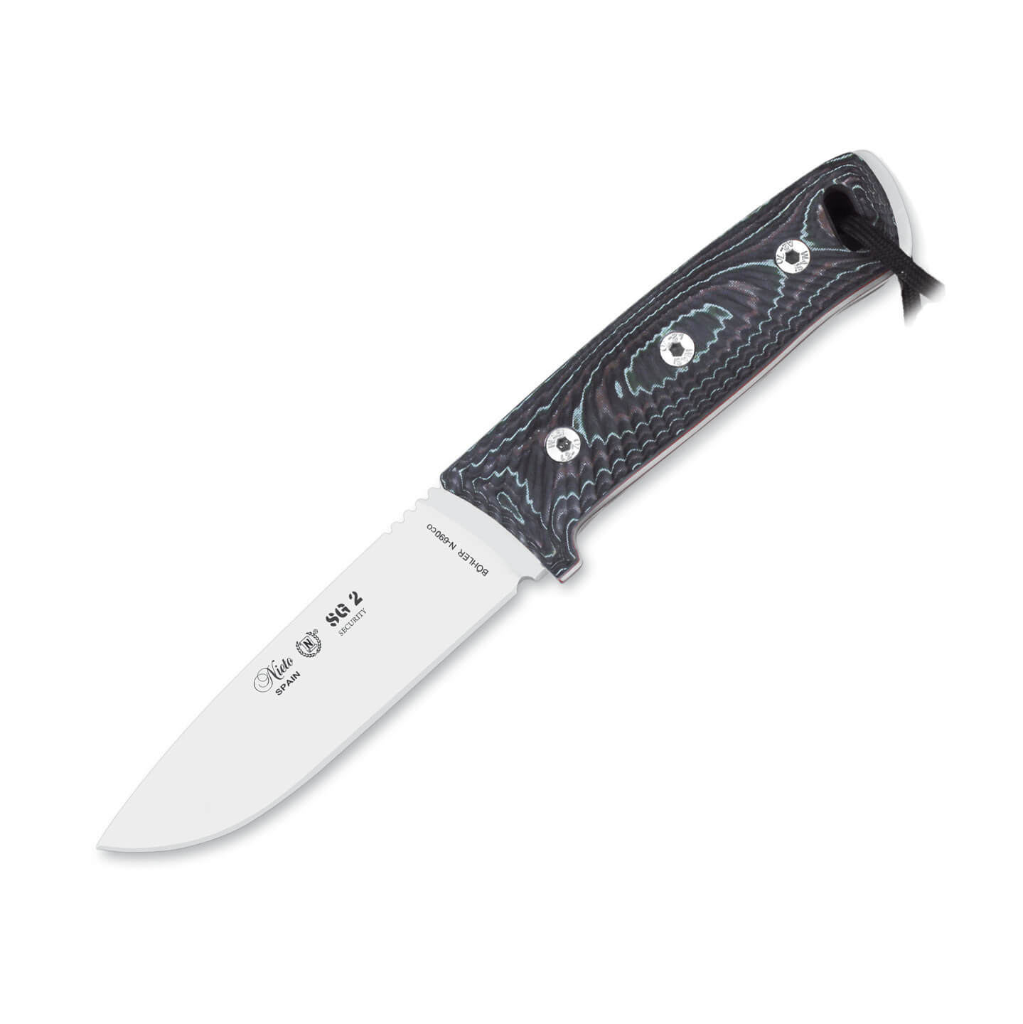 Cuchillo táctico Nieto SG2 Security con mango de katex negro y h...