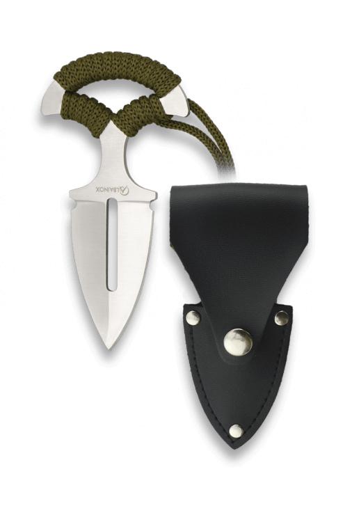 Cuchillo táctico deportivo de Albainox con hoja de un filo de 6 cm y funda de polipiel