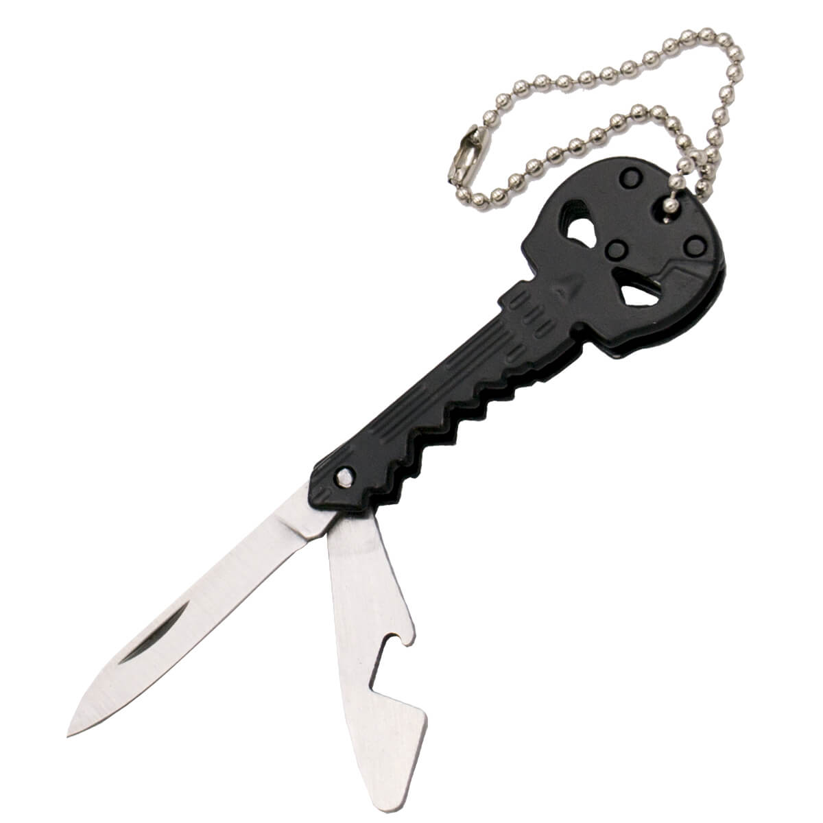 Navaja llavero calavera de acero inox negro con hoja de 4,6 cm