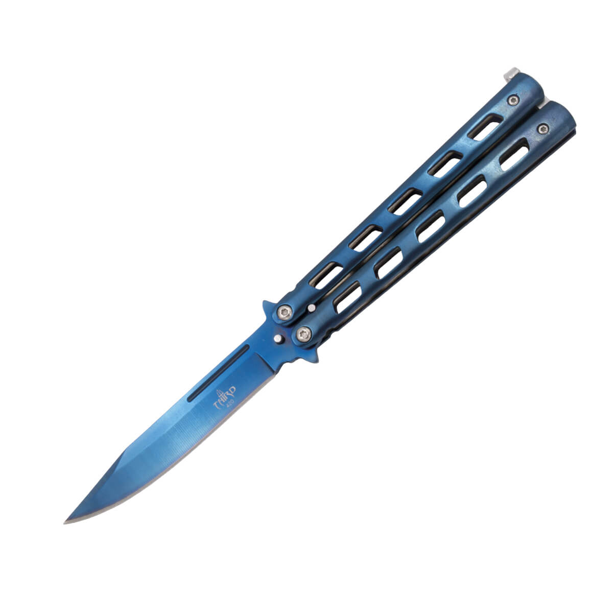 Navaja mariposa azul brillante con hoja de 12 cm 10967A