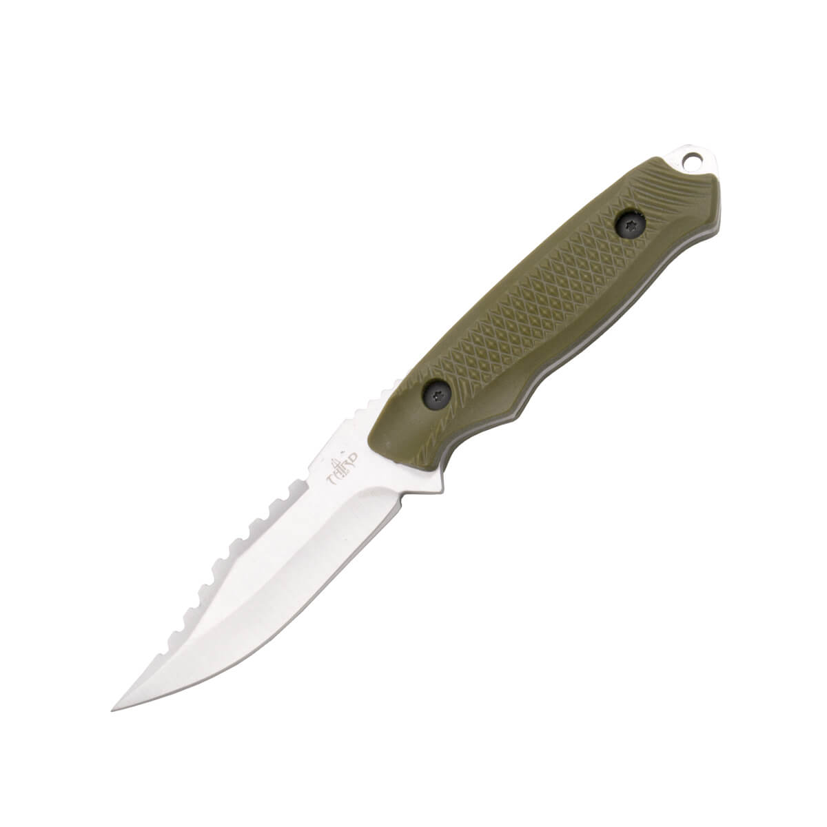 Cuchillo táctico con mango de ABS verde y hoja de acero 420 de 9...