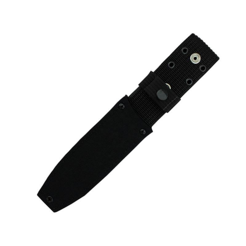 Cuchillo táctico Cudeman modelo TORNADO. Mango en caucho negro. Acabado pavonado