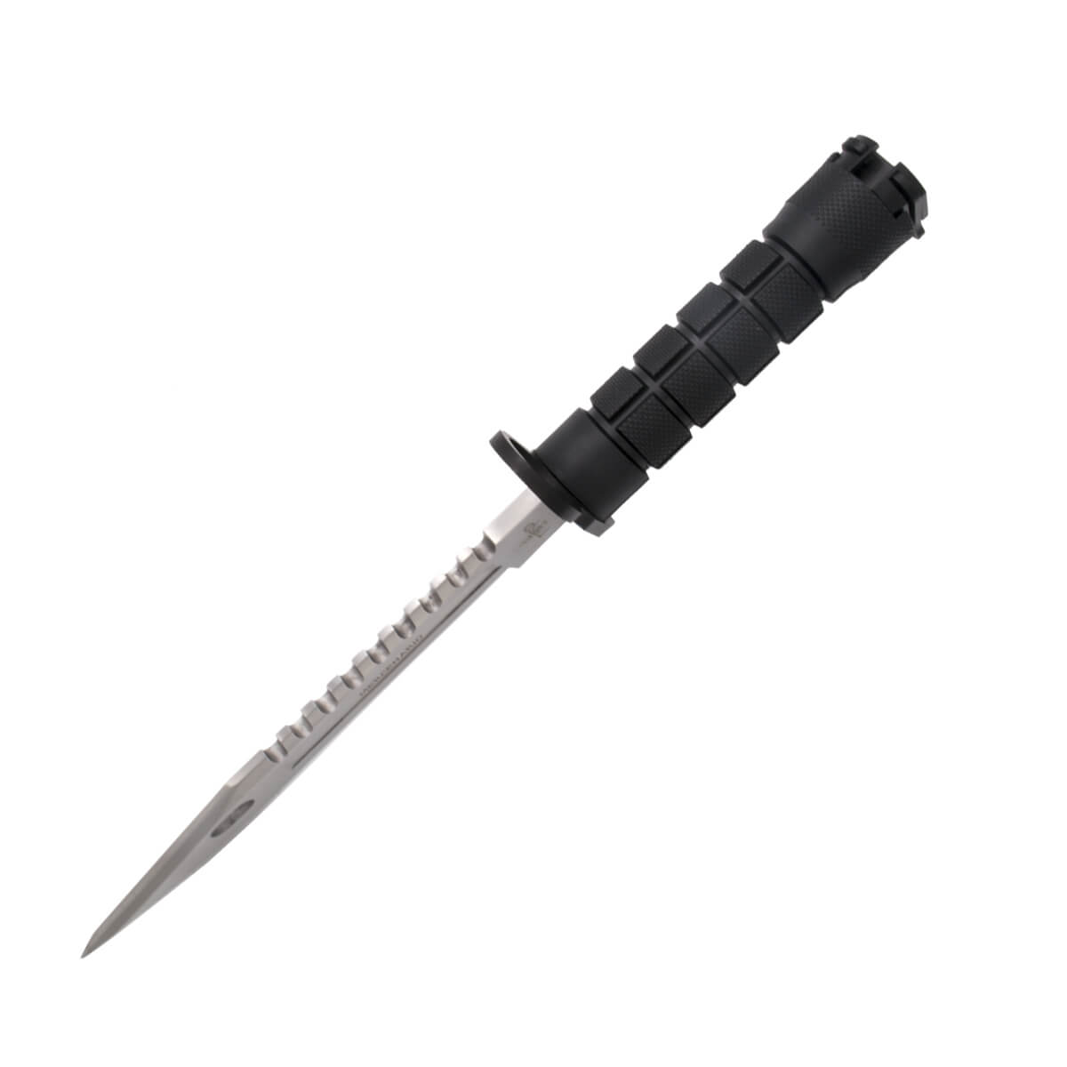 Cuchillo táctico con hoja negra de 19.5 cm y mango de ABS negro