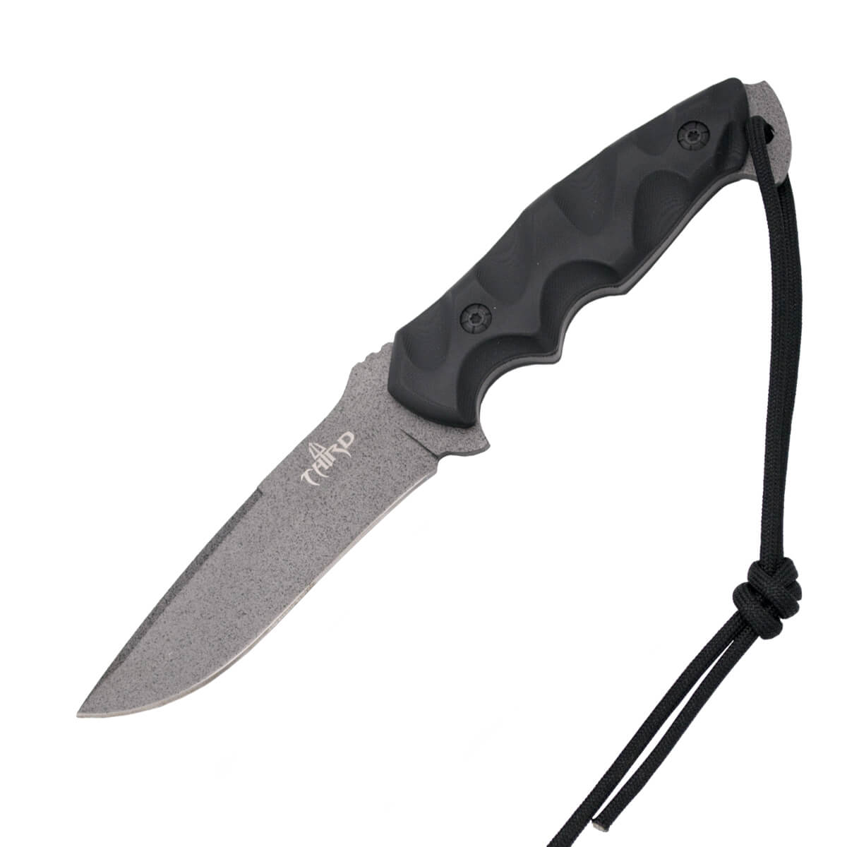 Cuchillo táctico con hoja titanio gris y mango de G10 color negr...