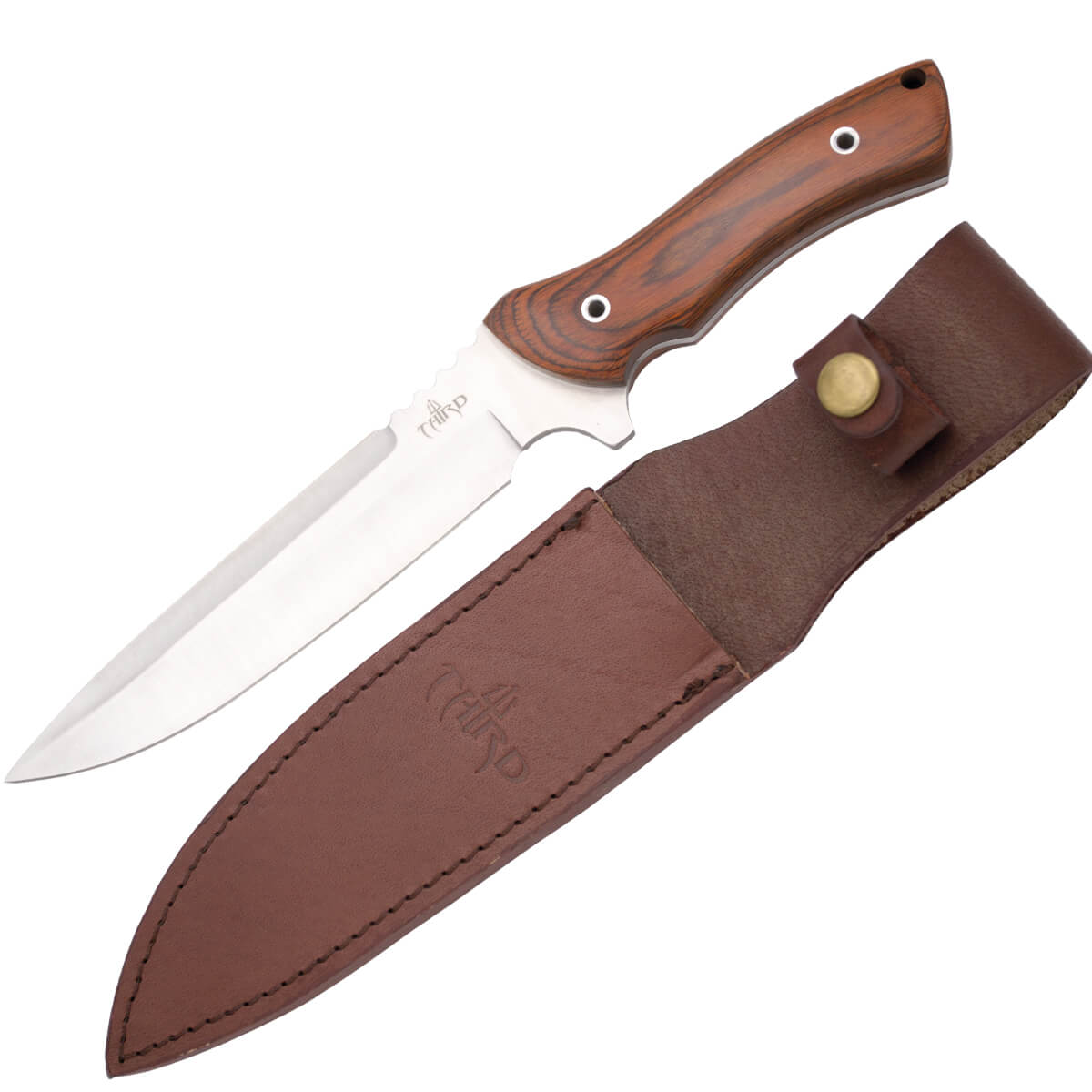 Cuchillo de caza con mango de madera de pakka y hoja de 18 cm H0257W