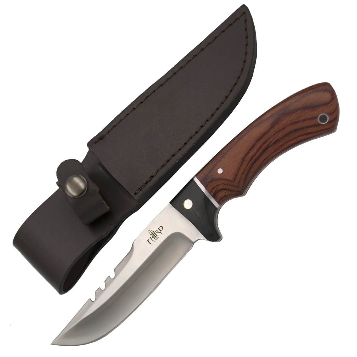 Jagdmesser mit Griff aus Pakkaholz und 12,4 cm langer Klinge aus 440er Stahl