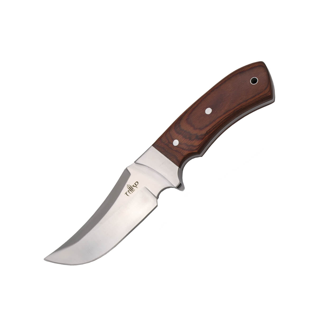 Einteiliges Jagdmesser mit 12 cm langer Klinge und Pakkaholzgriff...