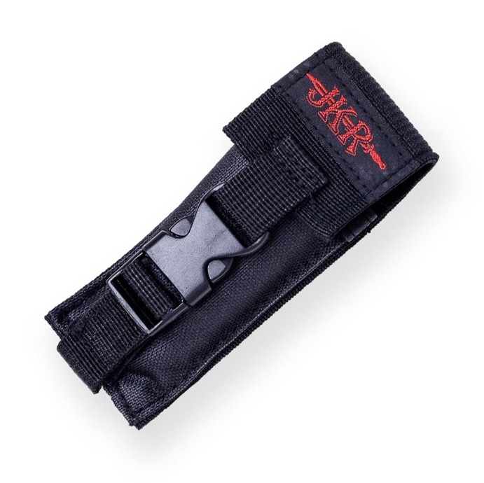 Canivete tático com cabo em alumínio bicolor e lâmina semi-serrilhada de 8 cm