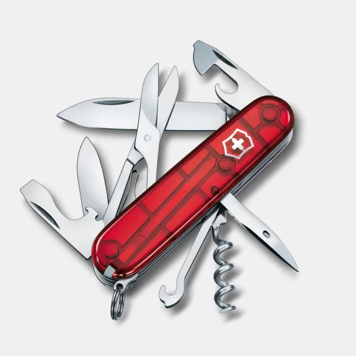 Schweizer Taschenmesser Victorinox Climber Rot Transluzent mit 14...