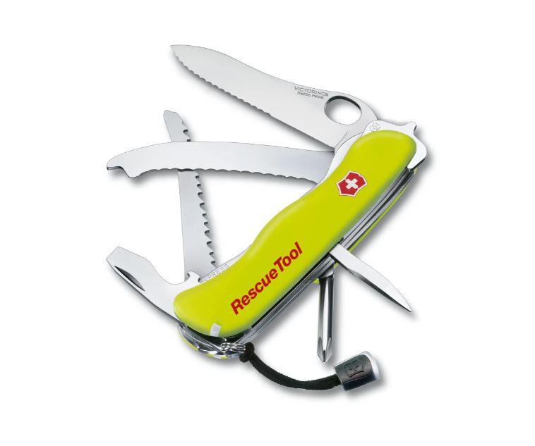 Victorinox Rescue Tool amarelo fluorescente com lâmina bloqueável em blister