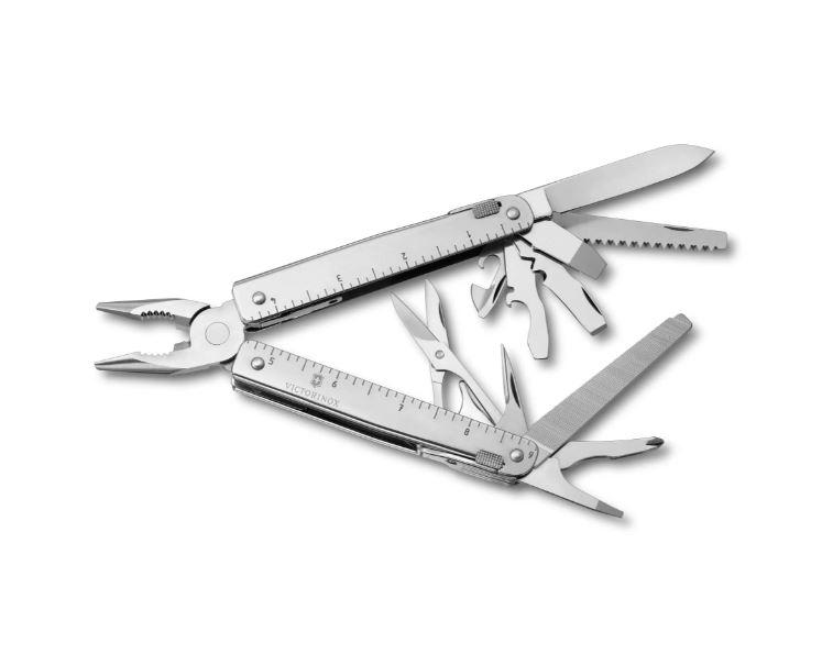 Alicate multiuso Victorinox Swiss Tool X com bainha de couro preta em blister