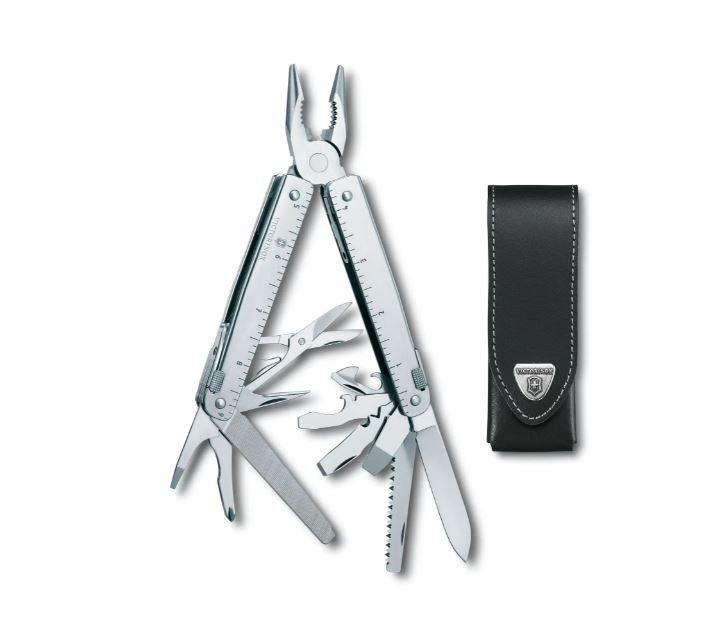 Alicate multiuso Victorinox Swiss Tool X com bainha de couro preta em blister