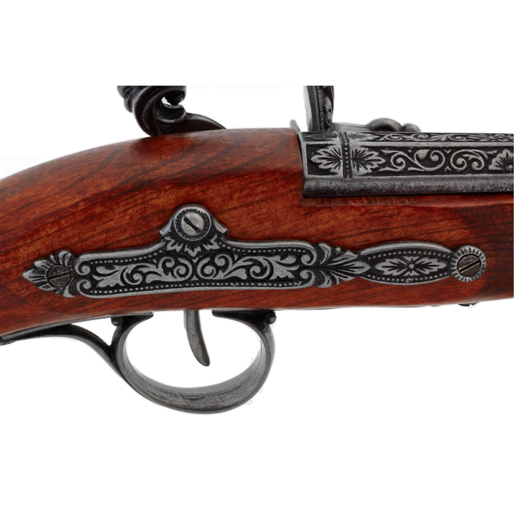 Linkshänder-Steinschlosspistole aus dem 18. Jahrhundert aus Holz und Metall